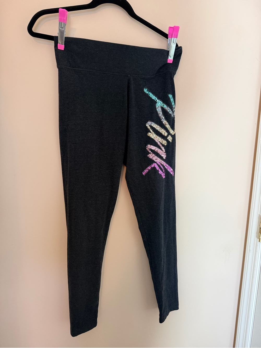 Y2K PINK Victoria's Secret Brand Black Women’s Sweatpants with Bedazzled Logo